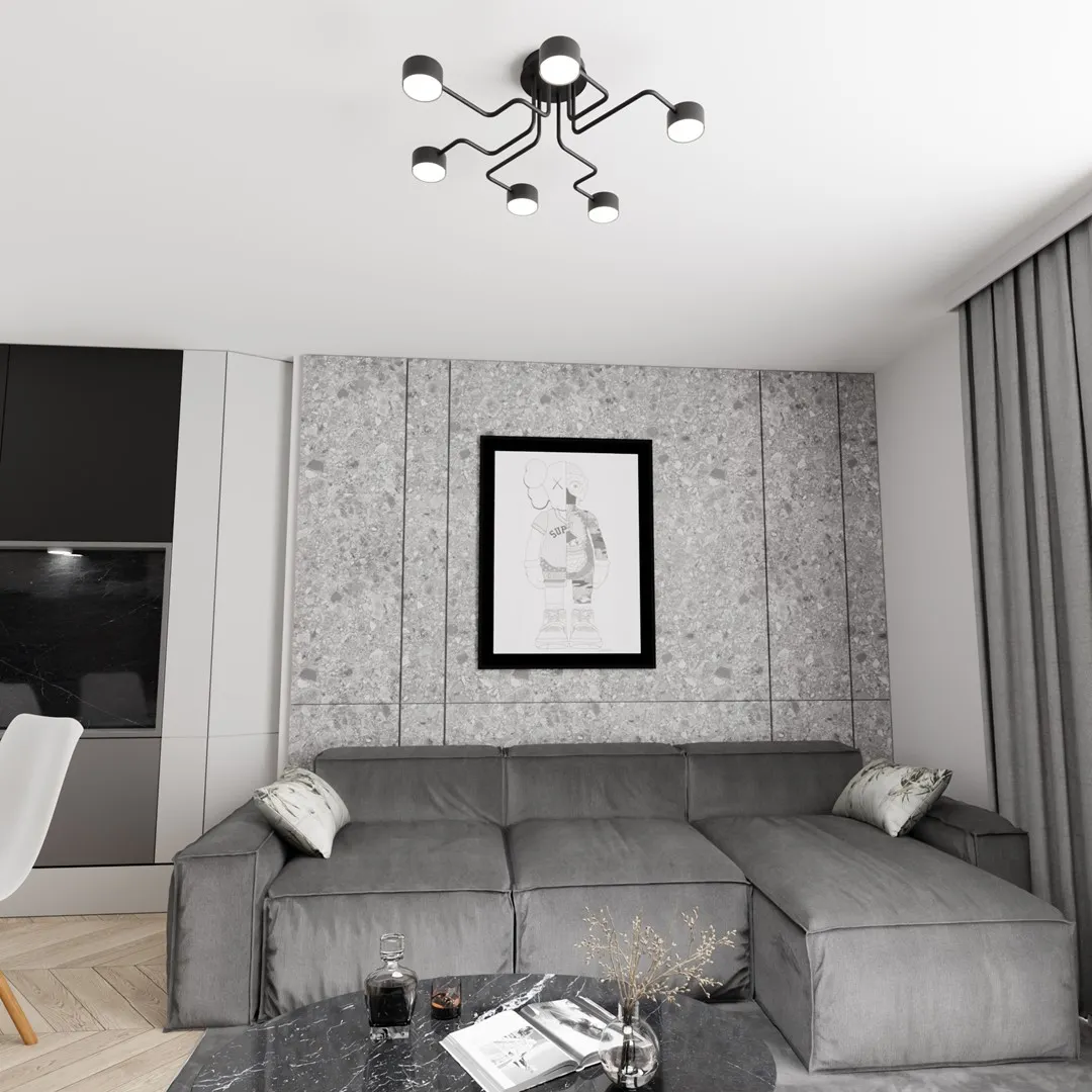 Lampa sufitowa KURAGE 6 BL czarna - 1442/6