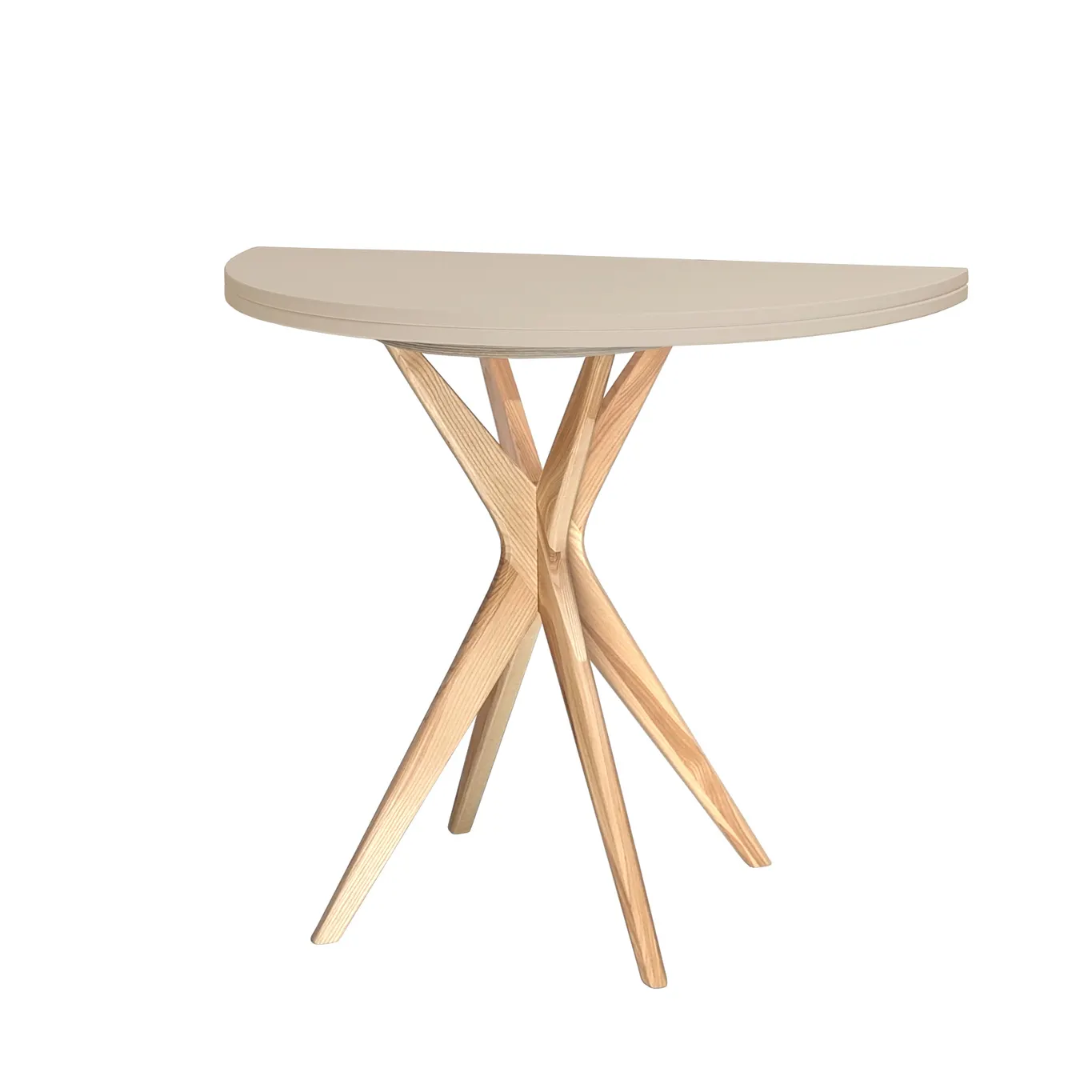 Półokrągły stół rozkładany JUBI śr. 100cm beżowy