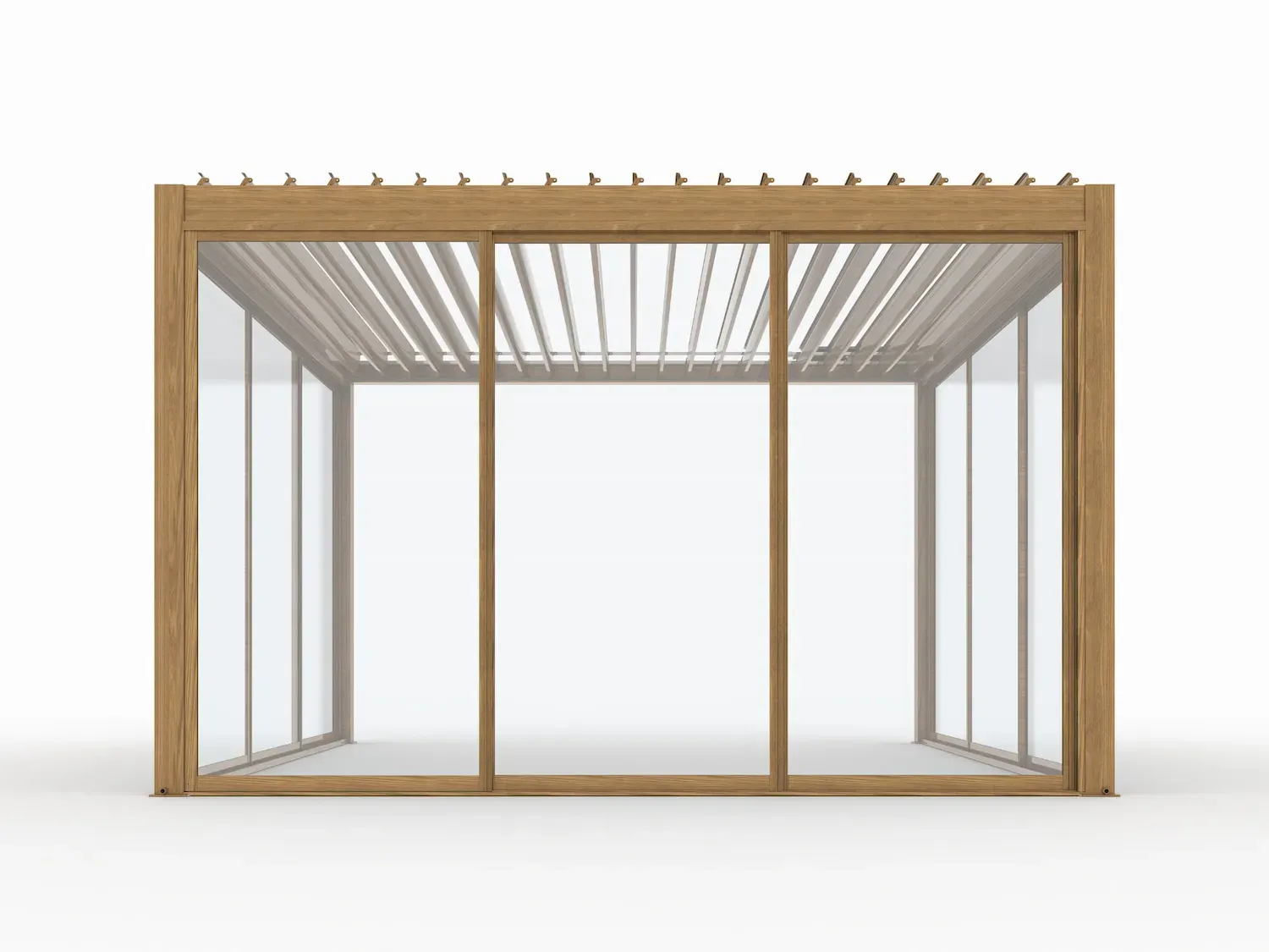Pergola elektryczna LUXE 4x4x2,3m efekt drewna z oświetleniem LED 2,5M Esti&Esta — zdjęcie 8
