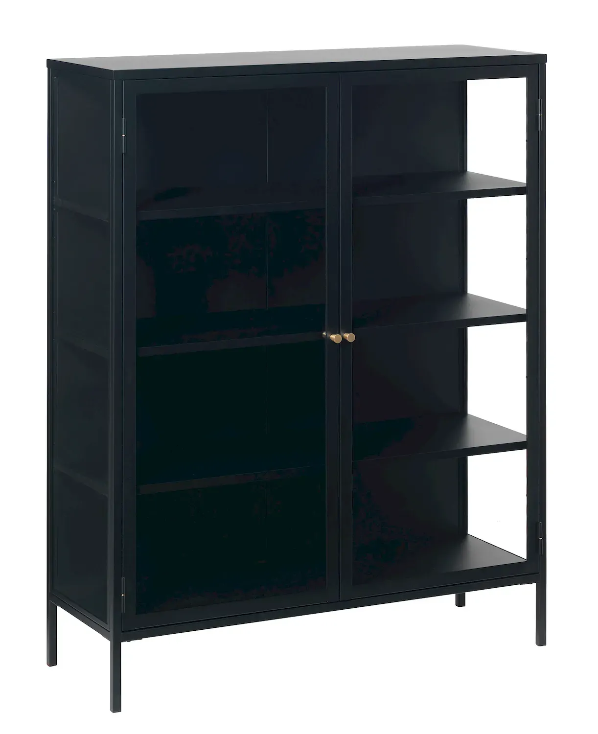 Witryna niska CARMEL 2-drzwiowa z przeszklonymi drzwiami i bokami 140 cm - czarna Witryna niska CARMEL 2-drzwiowa z przeszklonymi drzwiami i bokami 140 cm - czarna