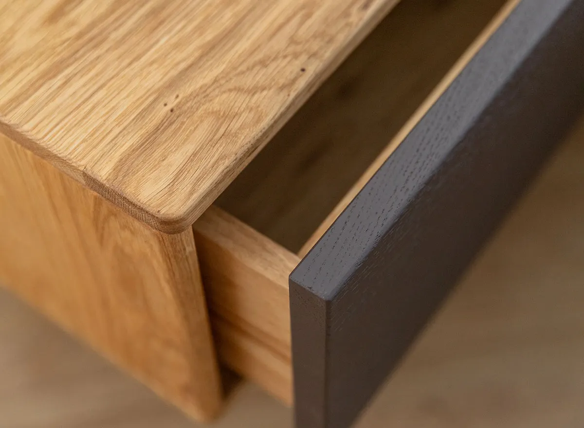 Szafka nocna dębowa wisząca z 1 szufladą SORA Dębowy Sen dąb olejowany grafit - ZINAK4_F