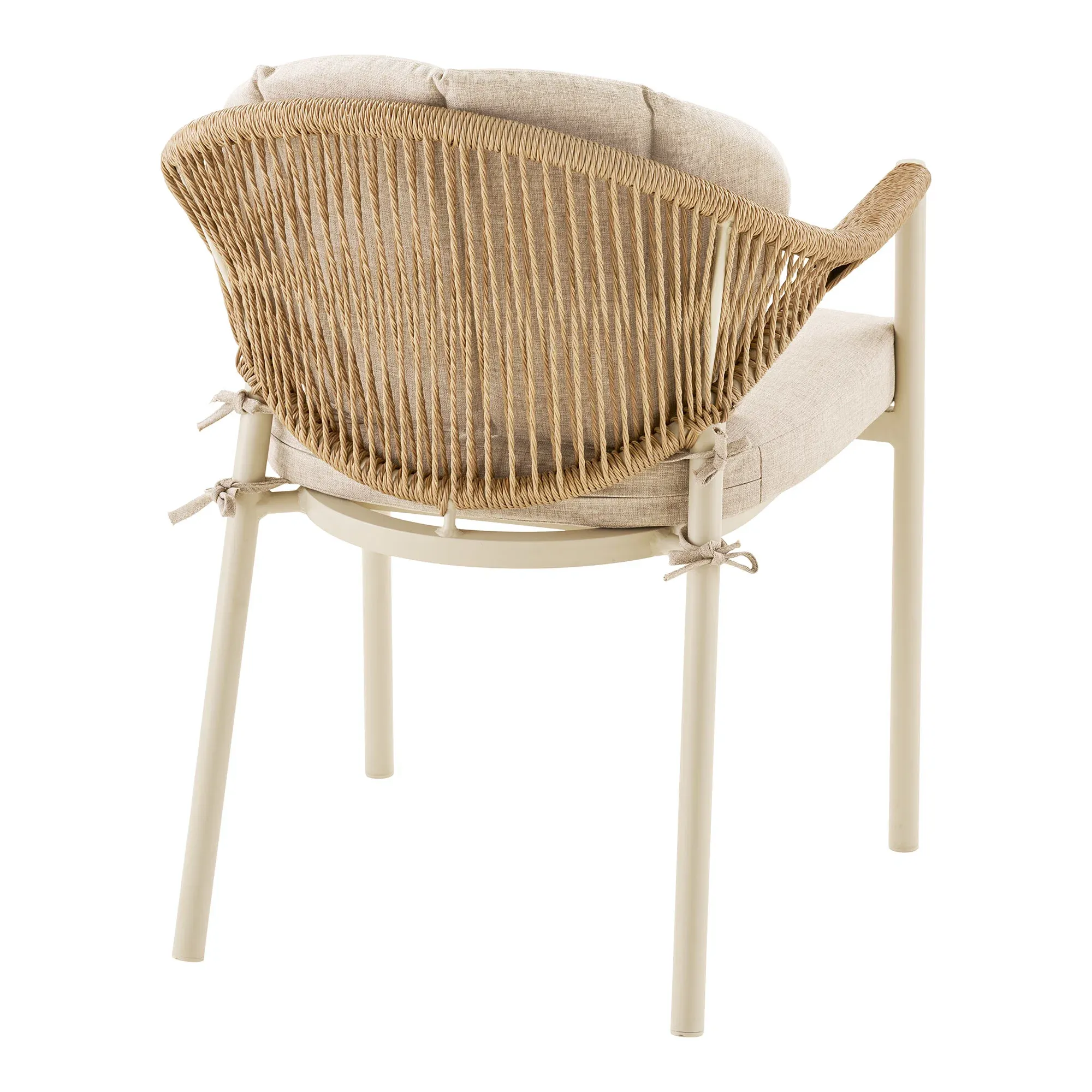 Krzesło ogrodowe ABELA z poduszką piaskowe naturalny rattan — zdjęcie 6