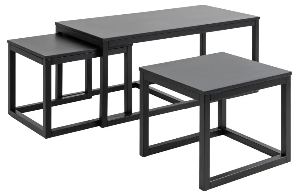 Zestaw 3 stolików kawowych Omma (120x60x50) - (56x51,5x44) - (56x51,5x44) Czarny — zdjęcie 8
