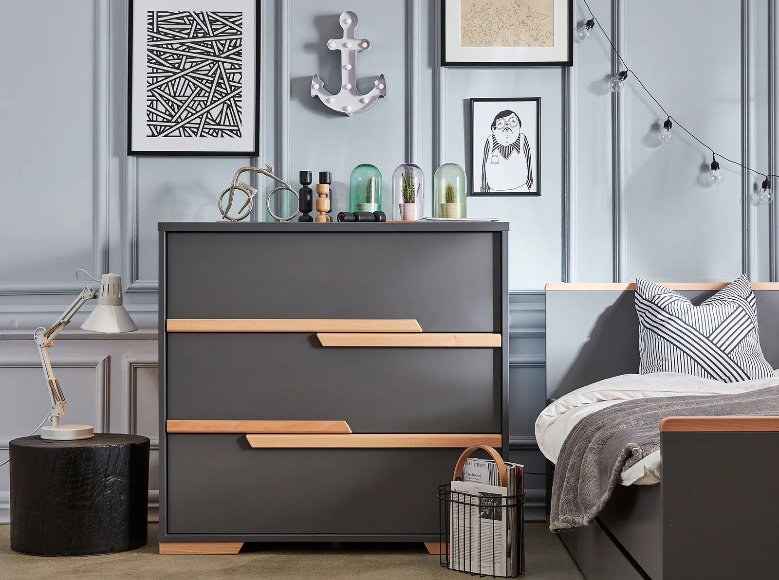 Komoda z szufladami SNAP 99 cm ciemnoszara - PIN_023-021-162