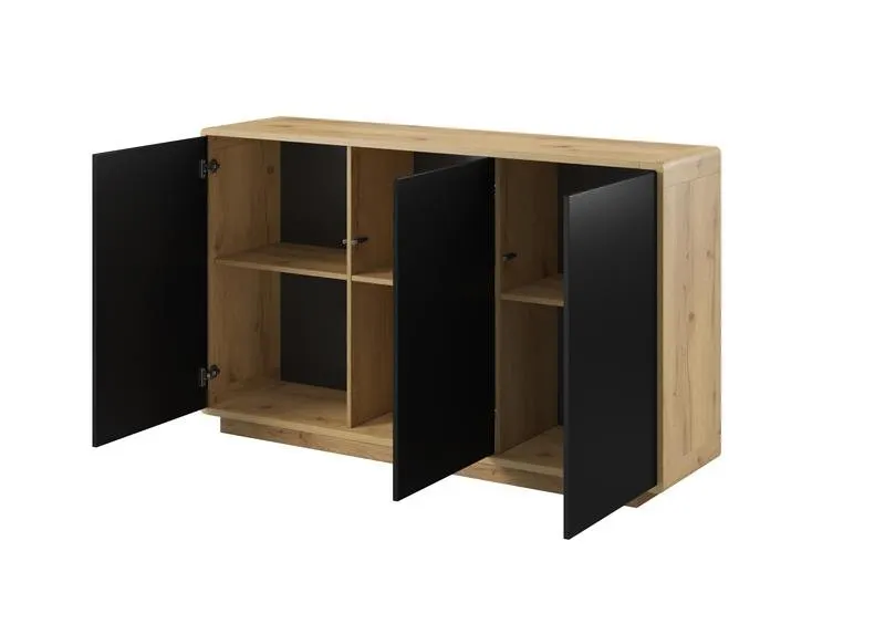 Komoda ASTON 43 trzydrzwiowa czarna supermat taurus 160x74x40cm