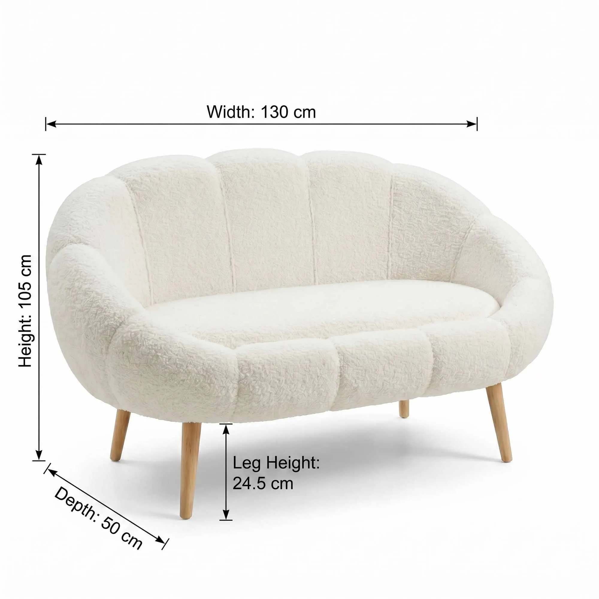 Sofa 2-osobowa LIDA biały - ASI_251BLS1114