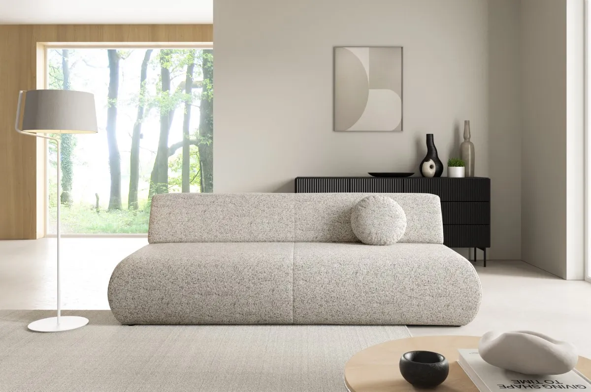 Sofa rozkładana z pojemnikiem PUENTE 214 cm beżowa — zdjęcie 8