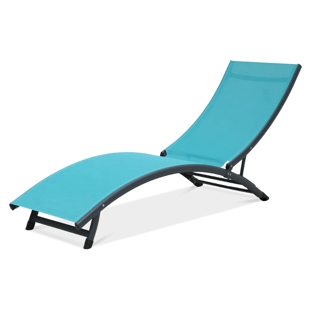 Leżak ogrodowy basenowy STAR 186 cm składany niebieski