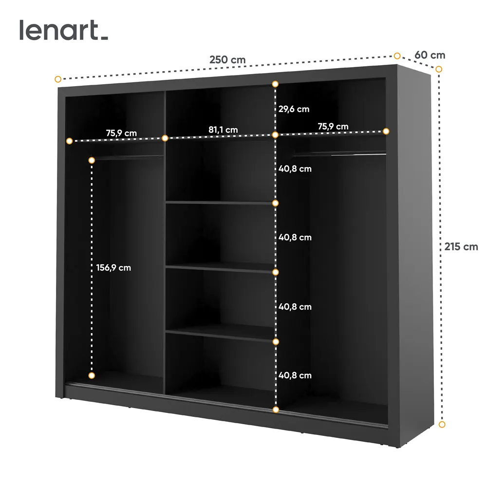 Szafa 3-drzwiowa ARTI AR-02 250cm czarna - AR2C