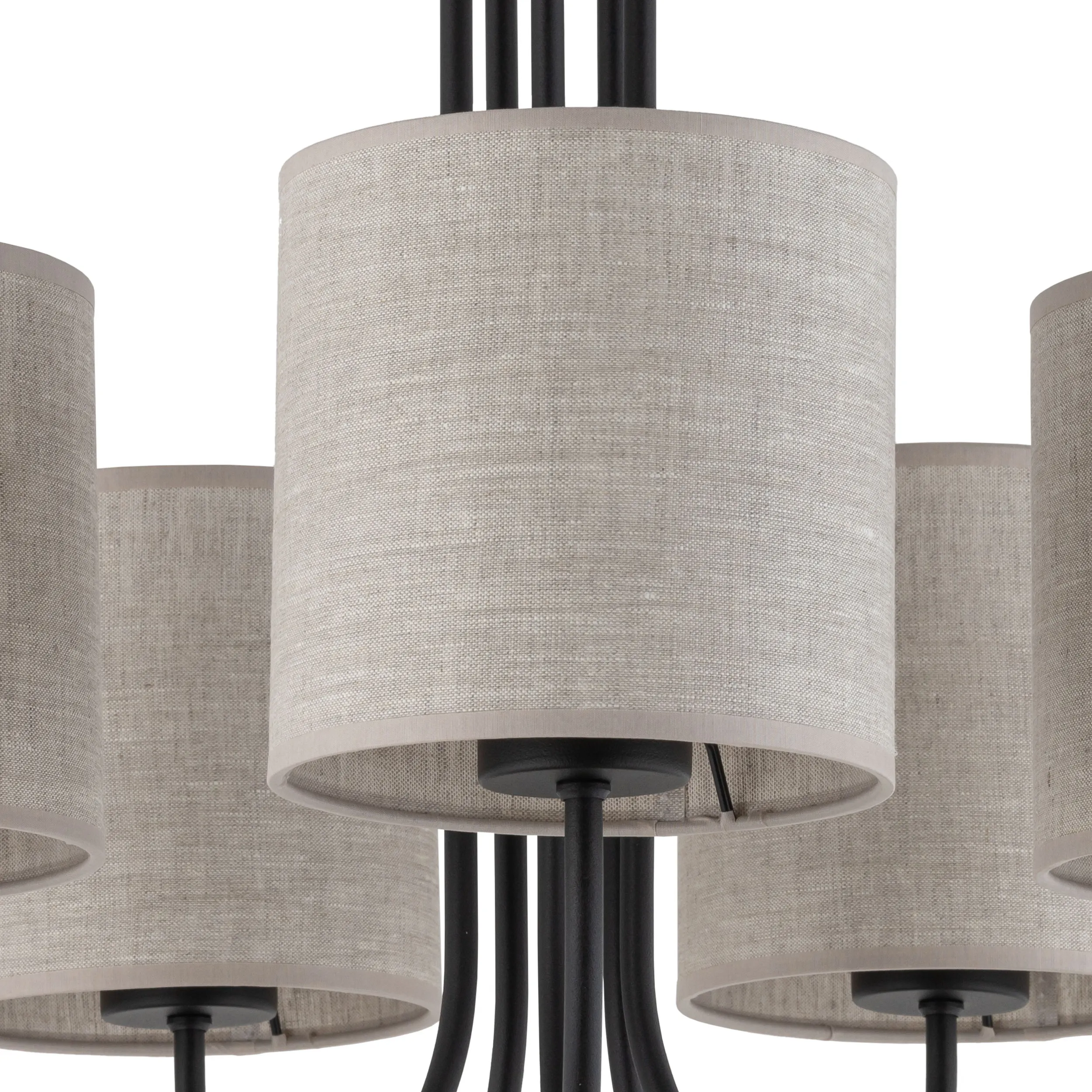 Lampa sufitowa TORENS NATURE czarna z brązowymi okrągłymi kloszami z tkaniny 60x49cm - TK_4632