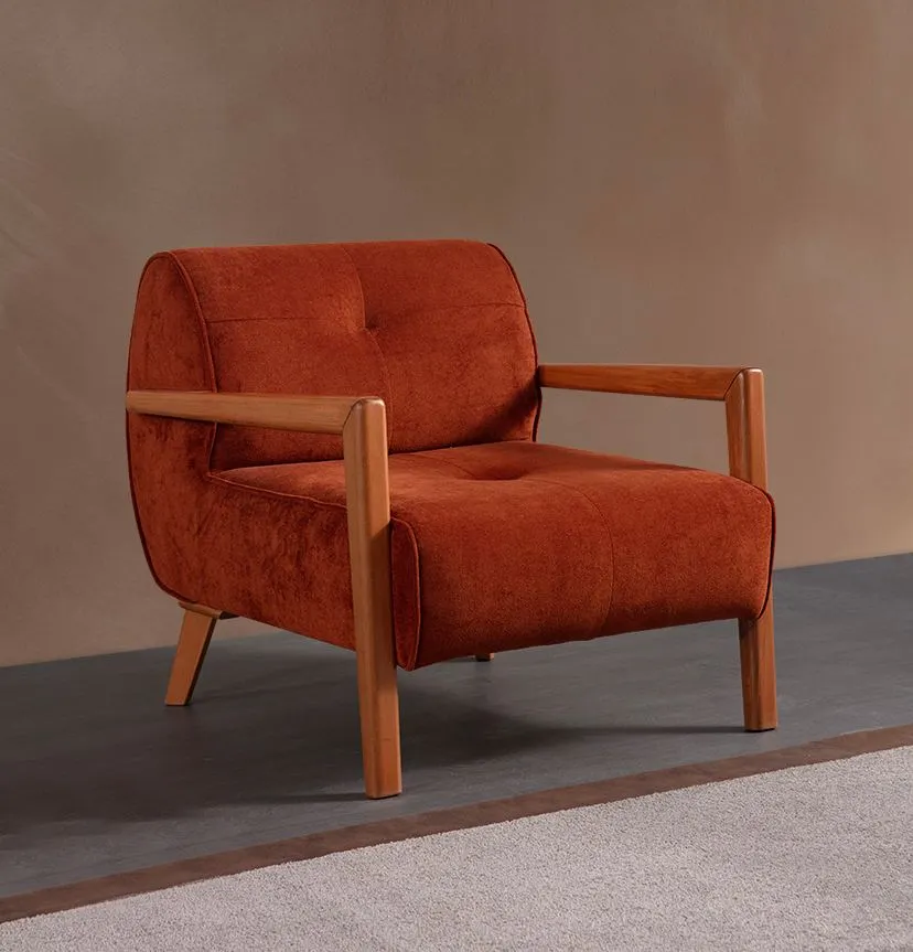 Fotel z drewnianymi podłokietnikami DROP BERGER pomarańczowy - ASI_560ARE5271