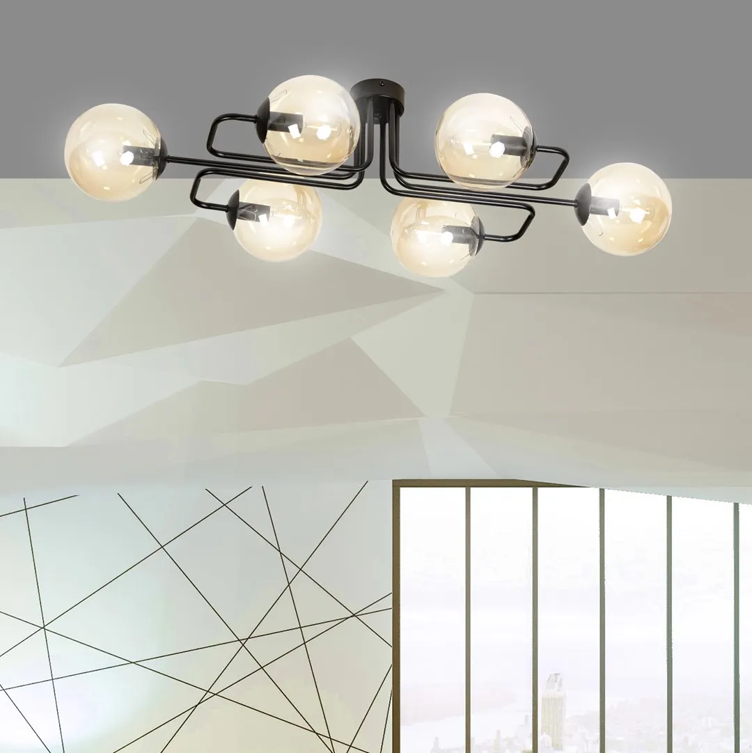Lampa sufitowa BRENDI 6 czarny miodowy — zdjęcie 7