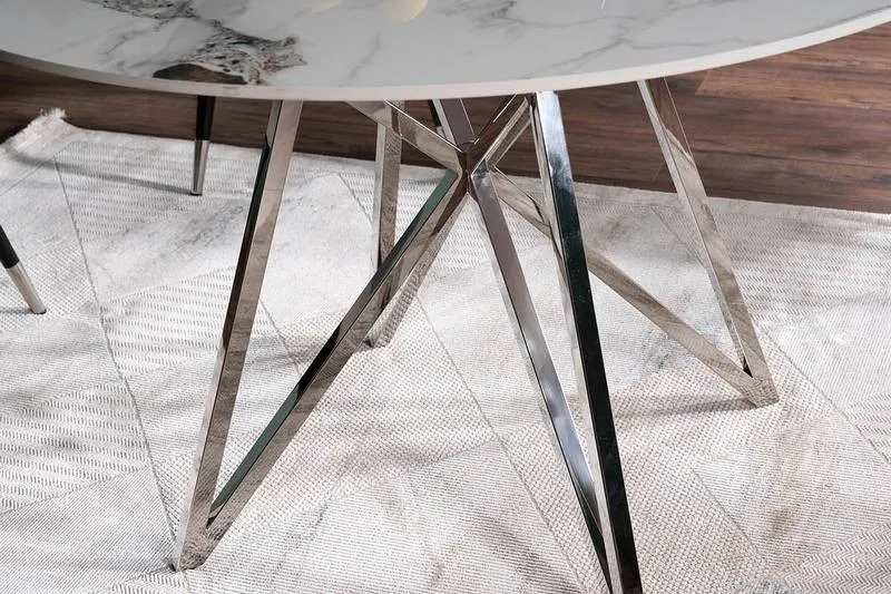 STÓŁ MURANO BIAŁY/ CHROM STELAŻ FI120 - MURANOBCHFI120