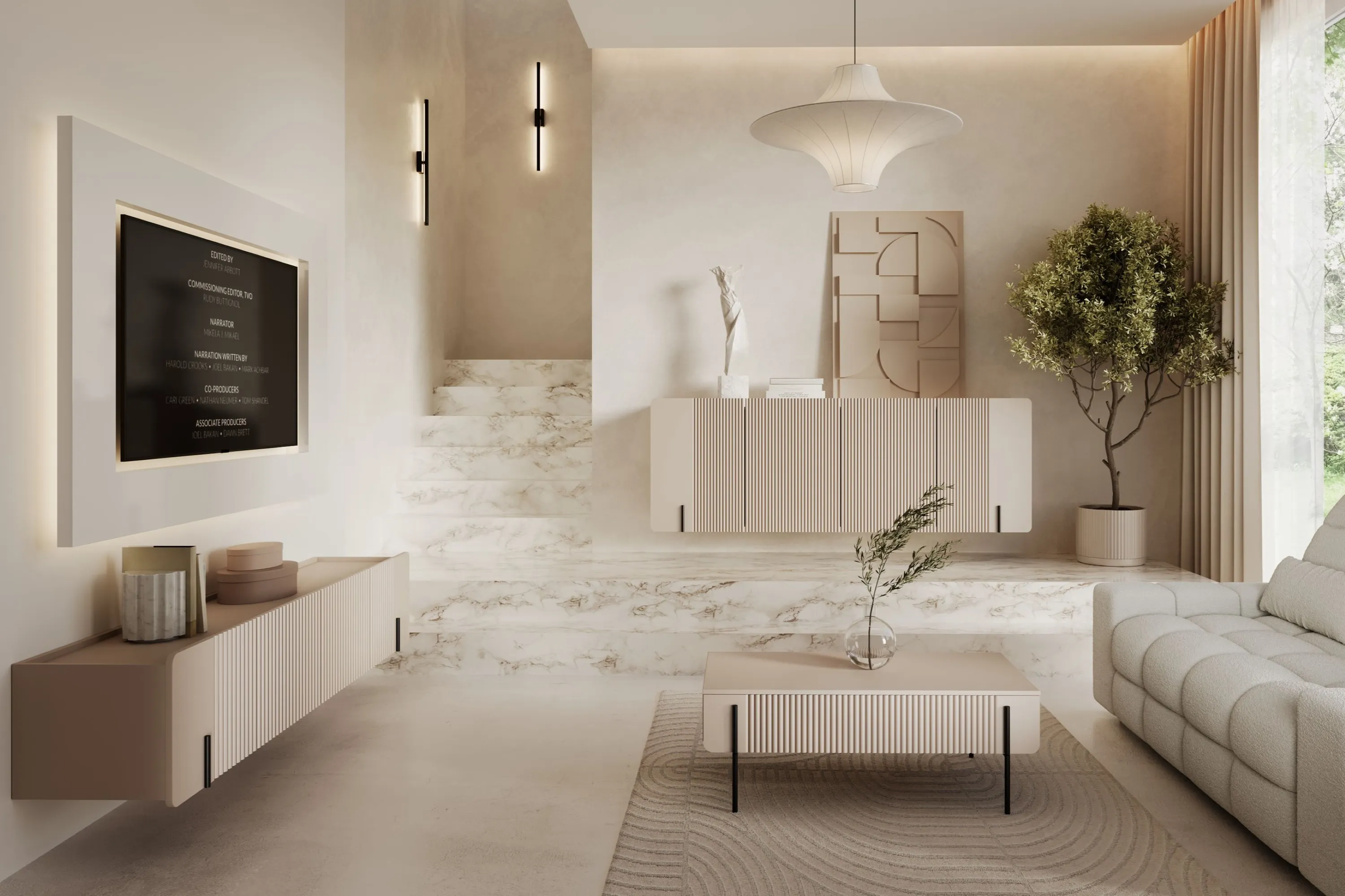 Komoda wisząca 4-drzwiowa MALMI 200cm - kaszmirowy - czarny - B_167020