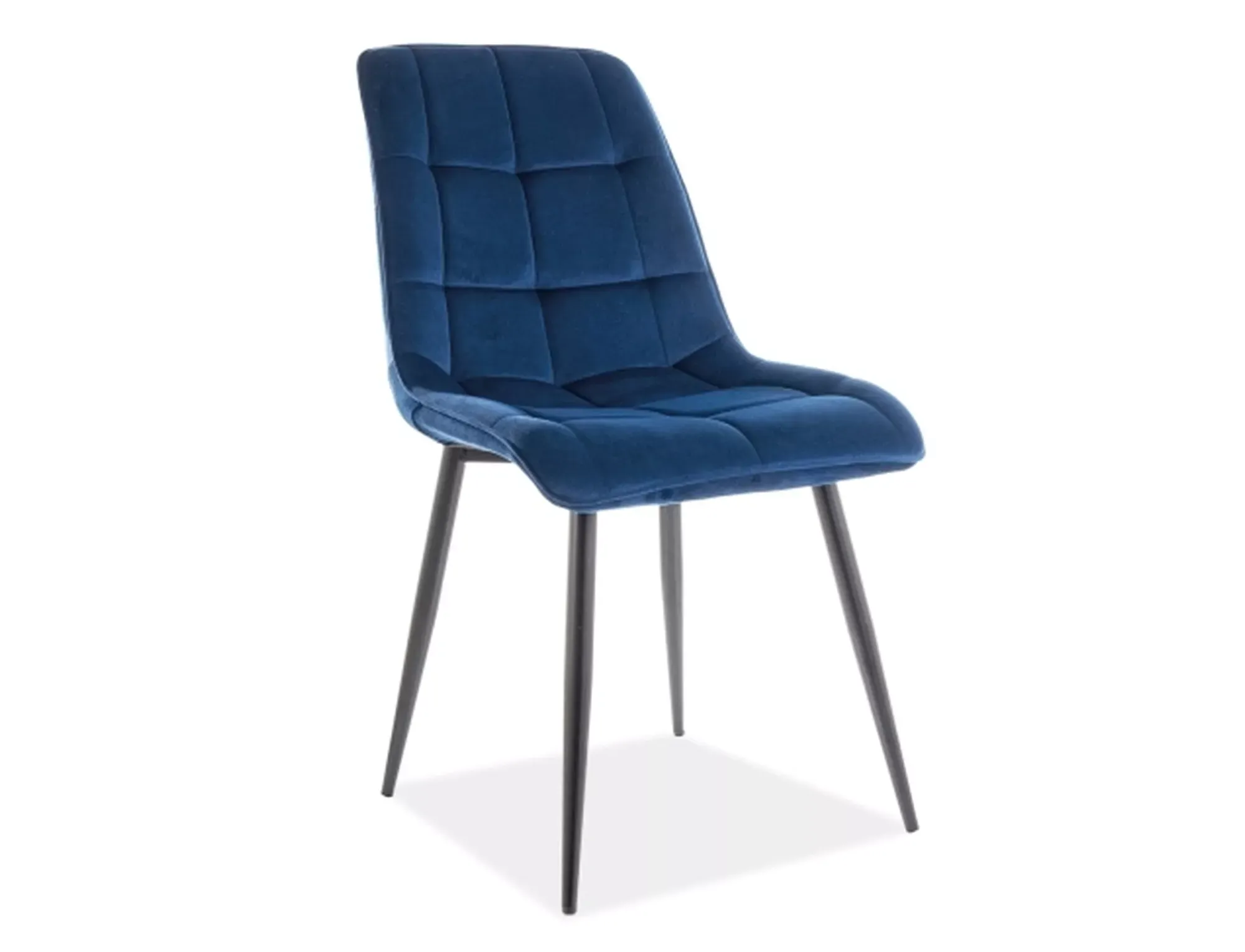 Krzesło tapicerowane CHIC VELVET Bluvel 86 pikowane granatowe czarne nogi