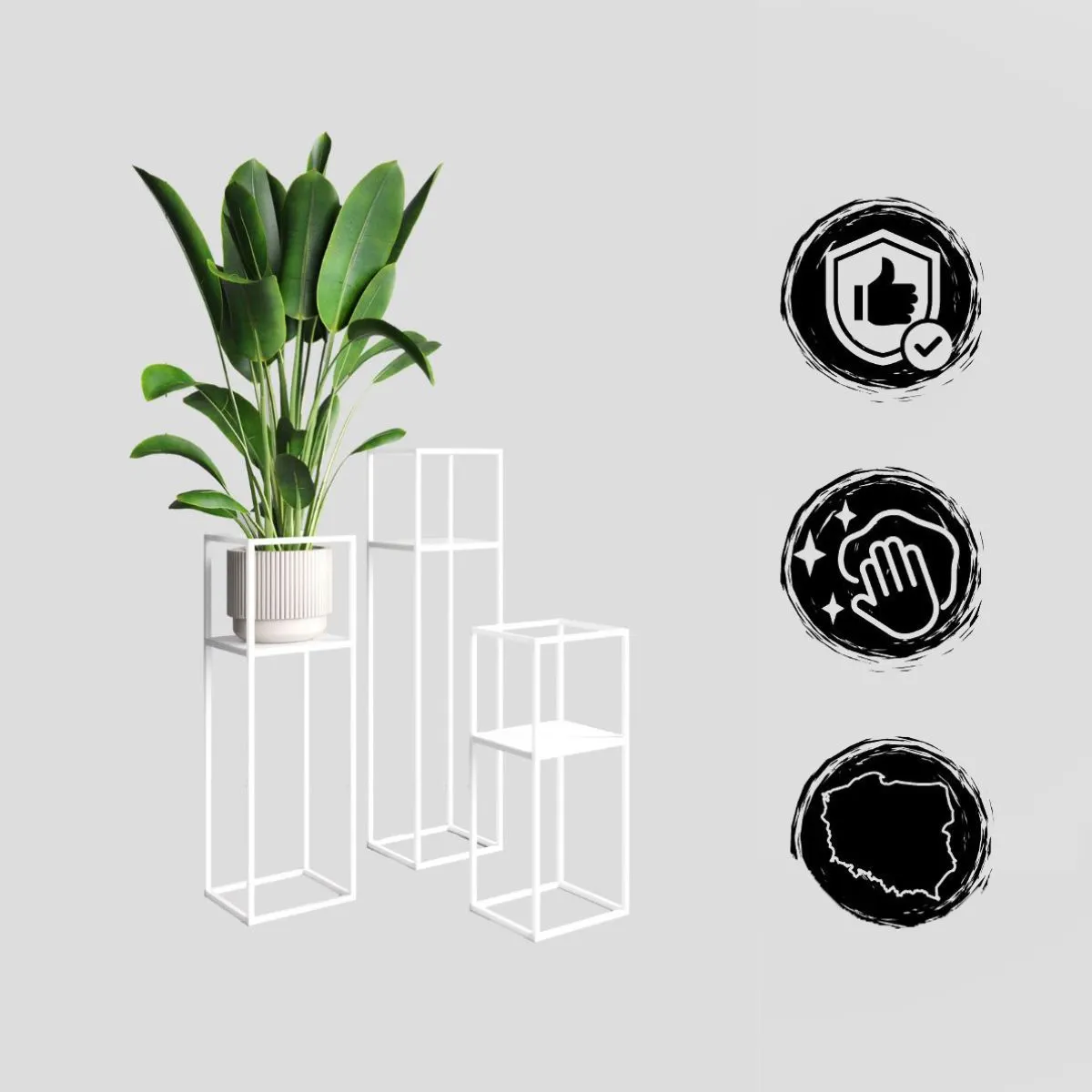 Kwietnik stojący metalowy LILLE M biały - LD_TZ000167