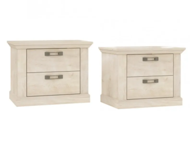 Szafka nocna z szufladami ASHMIR 2 sztuki 48x66 pinia biała beżowa