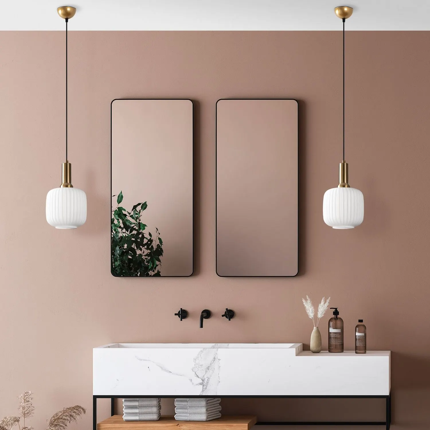 Żyrandol ASKER ryflowany klosz złoty biały - ASI_521SHN3584