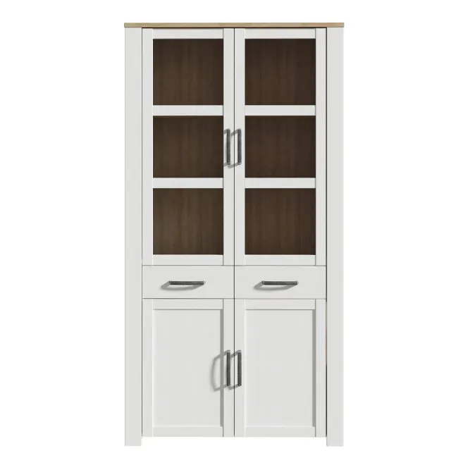 Witryna Kredens 4-drzwiowa z 2 szufladami CHISBURY - dąb riviera, modrzew jasny sibu - BHLV822-M482