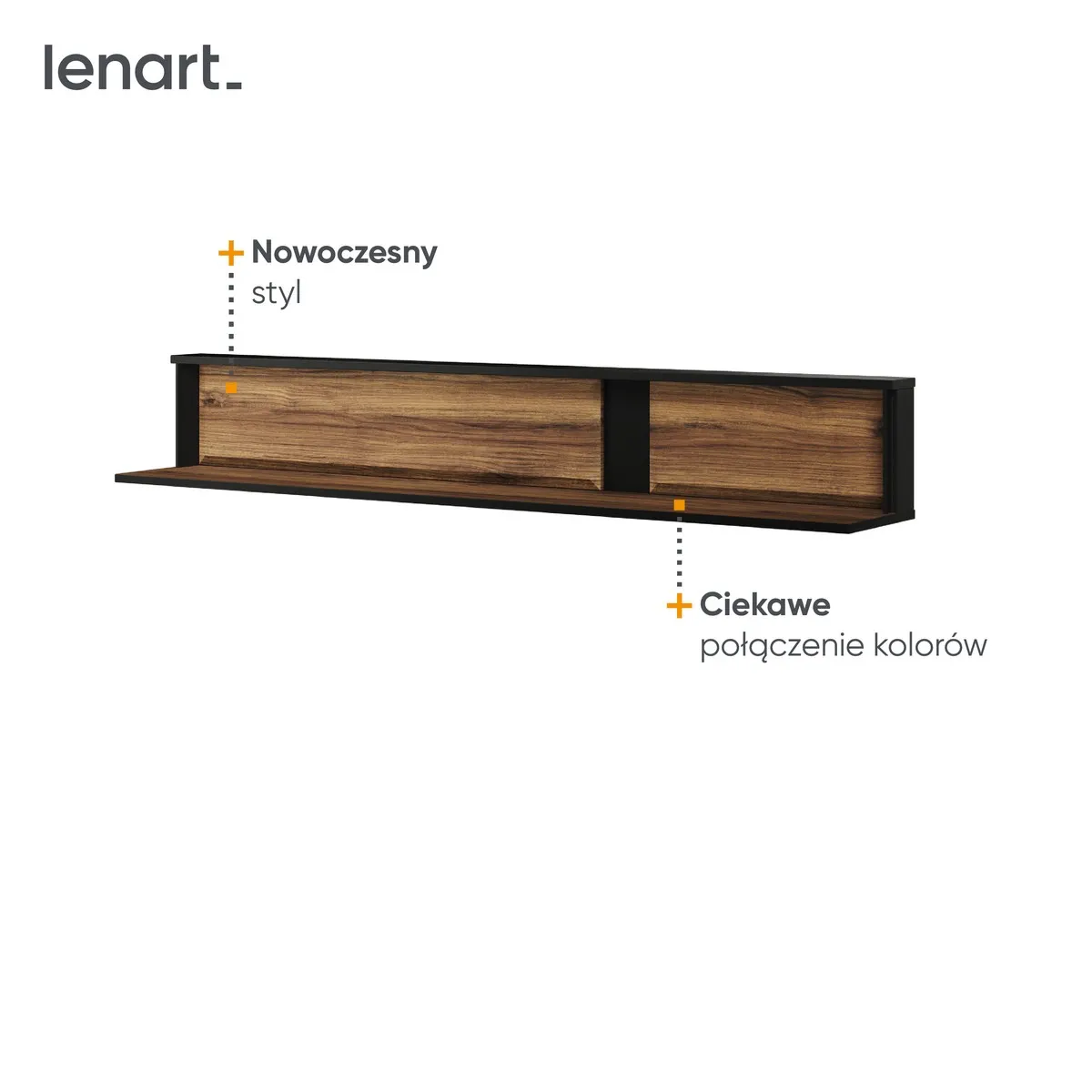 Półka 04 Borga dąb catania, czarna 155cm - BG4DCC