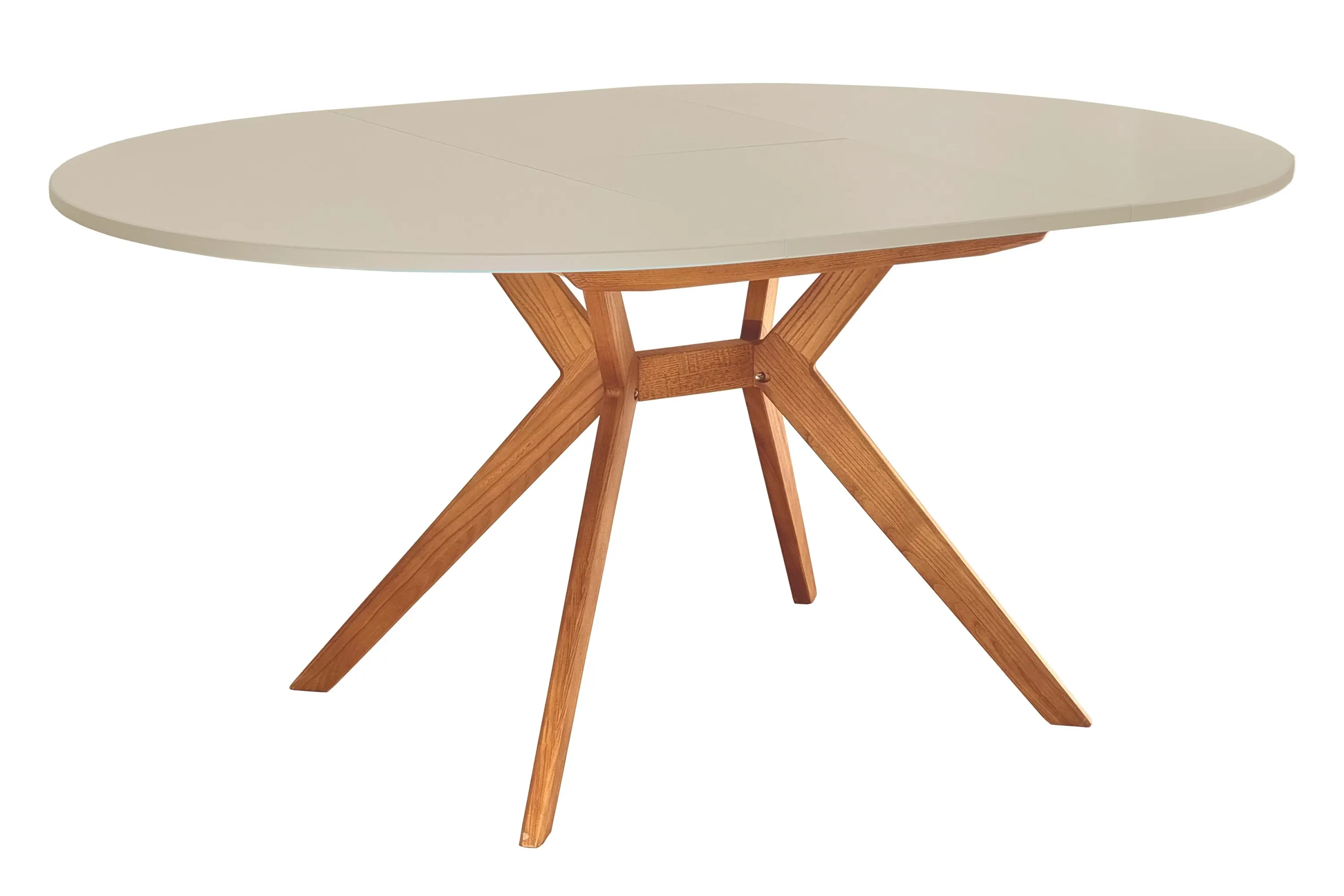 Okrągły stół rozkładany BUJU FI 110-160cm beżowy dąb