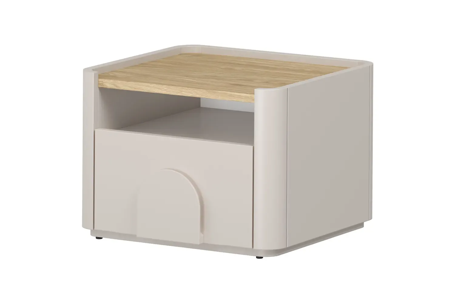 Szafka nocna z 1 szufladą i półką AMILIO 50 - cashmere dąb olejowany uchwyty cashmere Szafka nocna z 1 szufladą i półką AMILIO 50 - cashmere dąb olejowany uchwyty cashmere