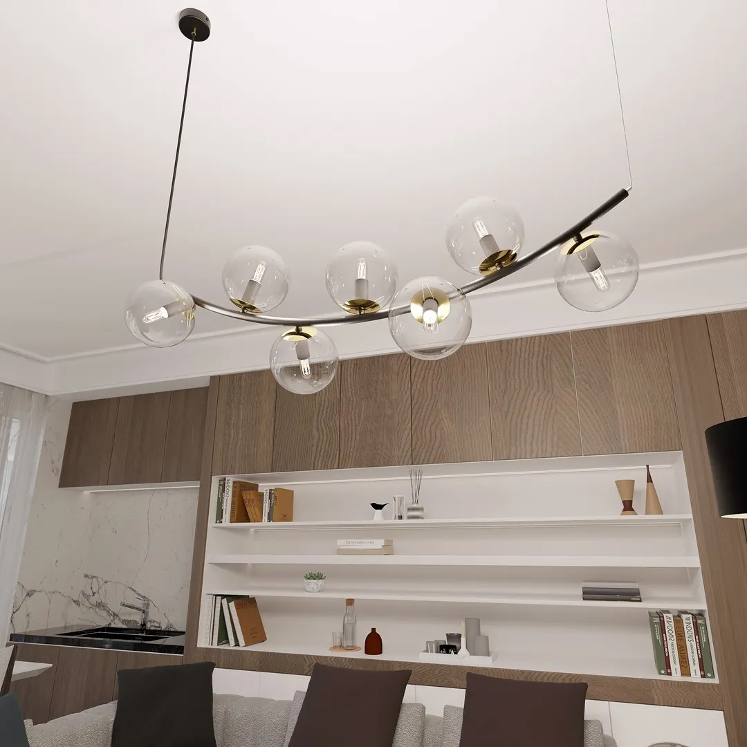 Lampa wisząca RITZ 7  czarny złoty transparentny — zdjęcie 4