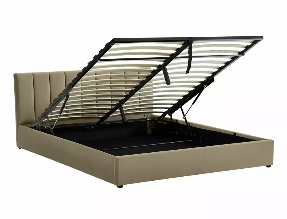 Łóżko z pojemnikiem MONTREAL VELVET 160x200 podnośnik gazowy Bluvel 28 beżowy - MONTREALV160BE