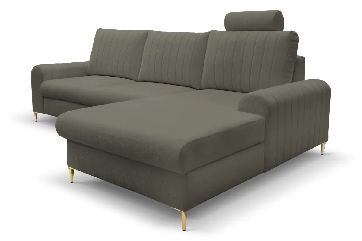 Narożnik rozkładany z pojemnikiem MONACO LOFT 251 cm prawy szary