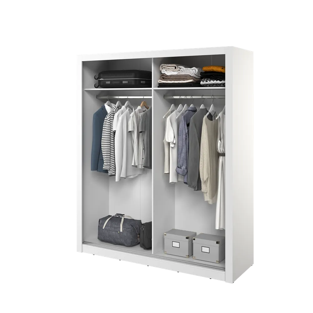 Szafa 2-drzwiowa z lustrem ARTI AR-28P ryflowana 181cm biała - AR28BIP