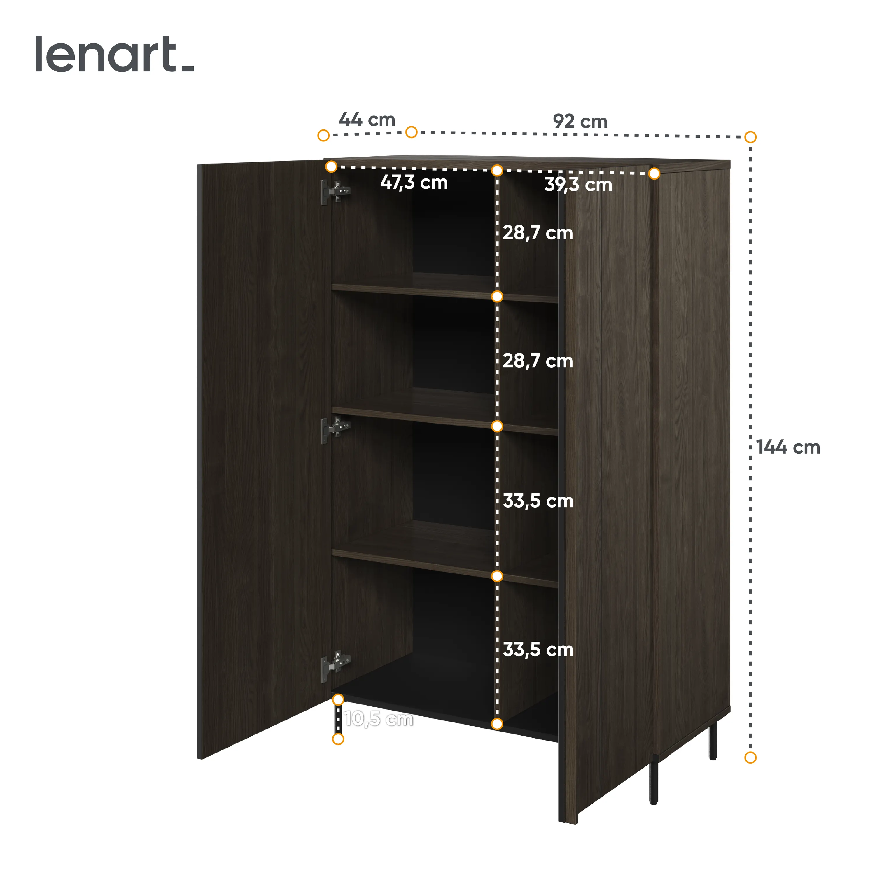 Szafka 2-drzwiowa z lamelami Piemonte PE-05 jesion portlandzki/czarna - PE5JCZ