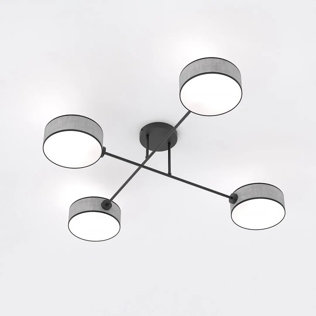 Lampa sufitowa plafon MAGA 4 abażur szara