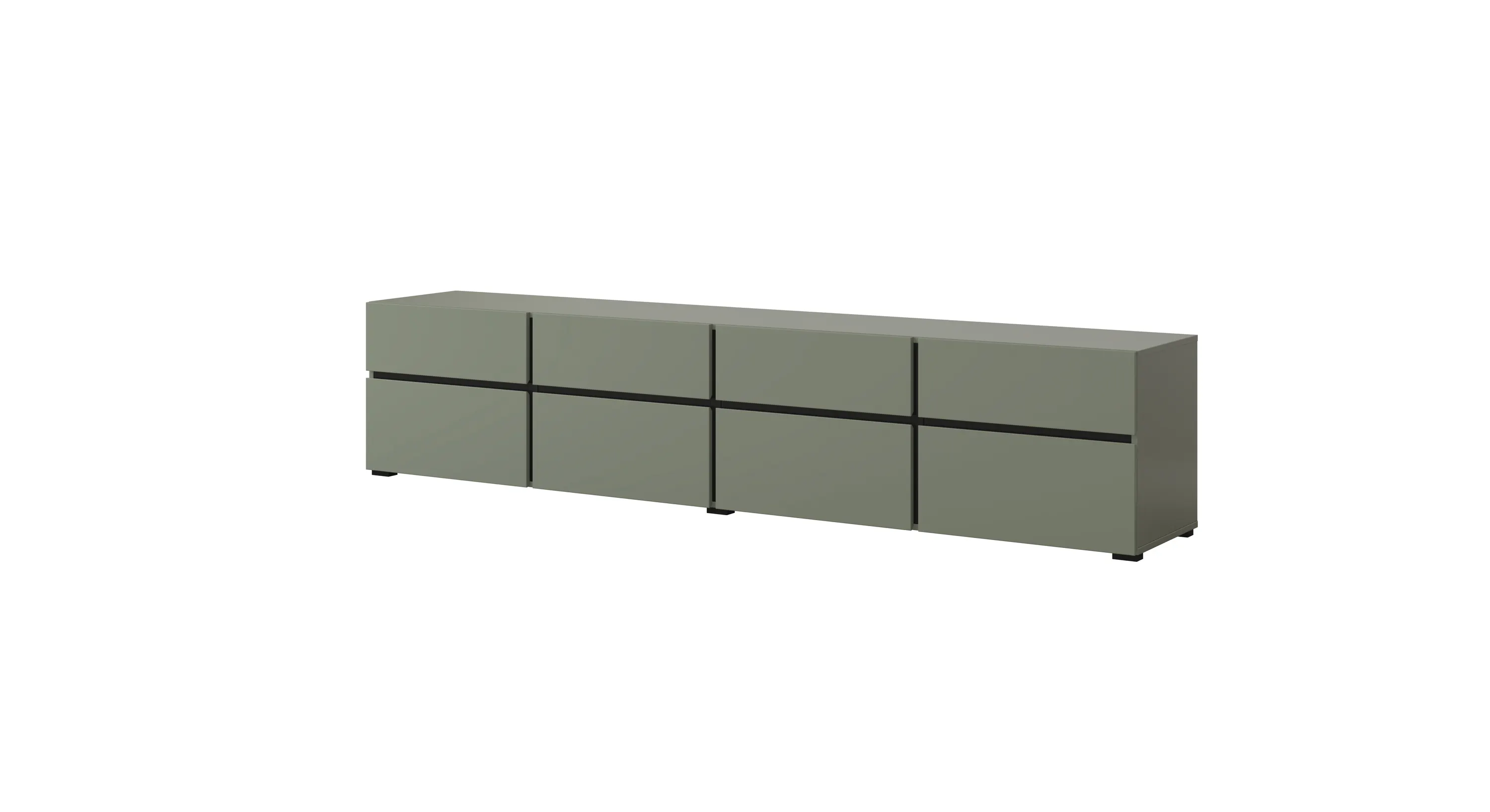 Szafka RTV 4-drzwiowa z szufladami CROSS 225 cm zielona