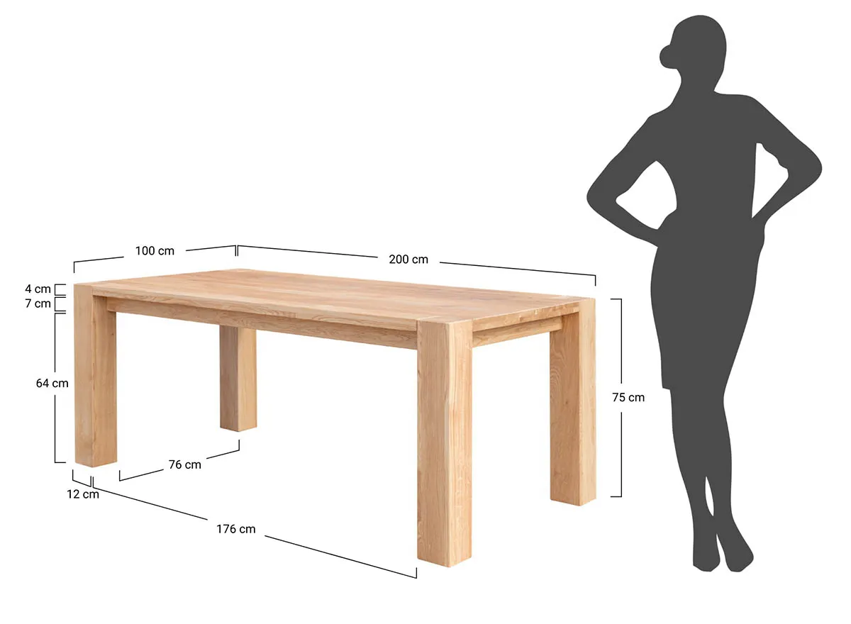 Stół dębowy do jadalni SIENA 200x100 - dąb olejowany - SIENA100X200