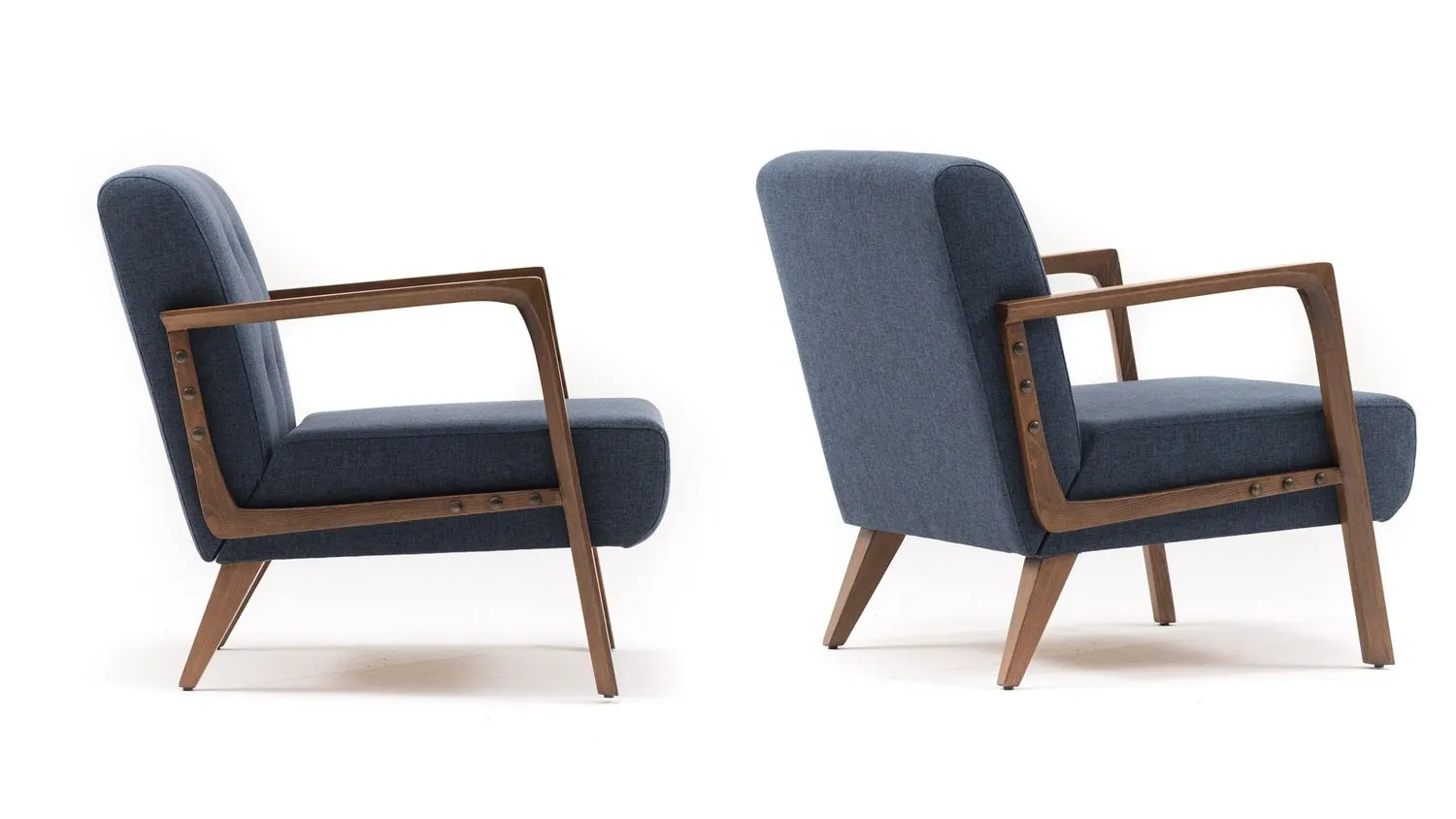 Fotel z drewnianymi podłokietnikami KEMER niebieski - ASI_825BLC2319