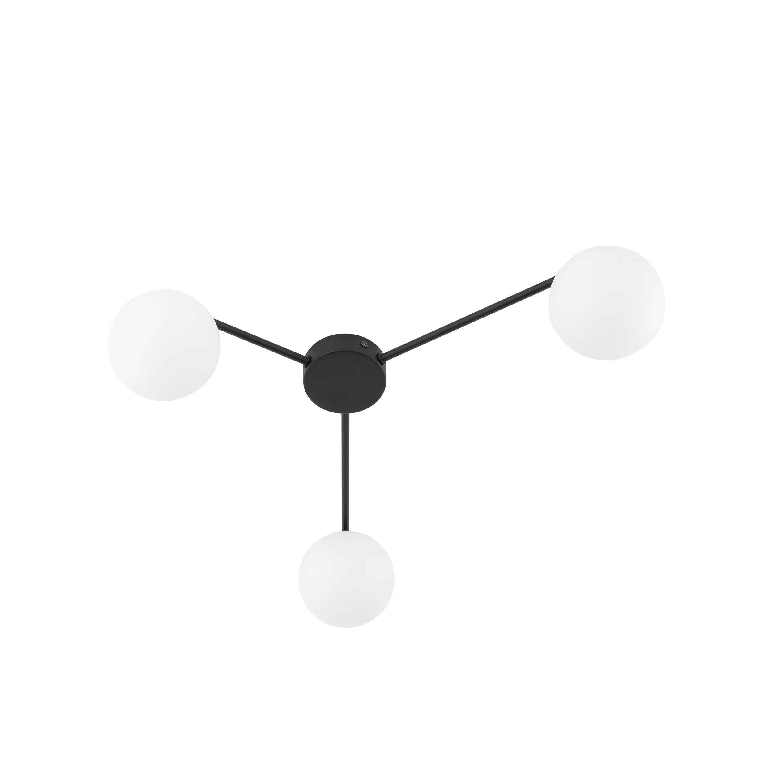 Lampa sufitowa ELTON czarna z białymi okrągłymi szklanymi kloszami 56x61x15cm - TK_10261
