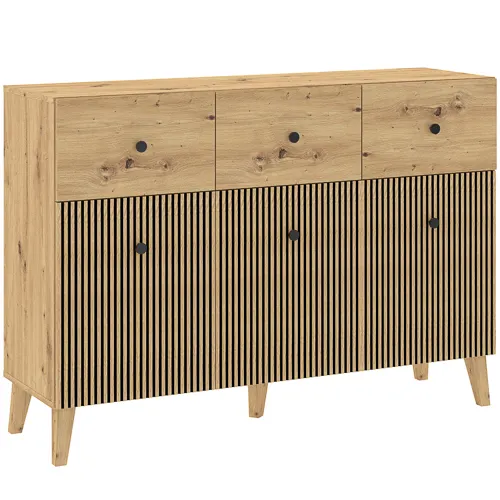 Komoda 3-drzwiowa z 3 szufladami BERLIN dąb artisan Komoda 3-drzwiowa z 3 szufladami BERLIN dąb artisan