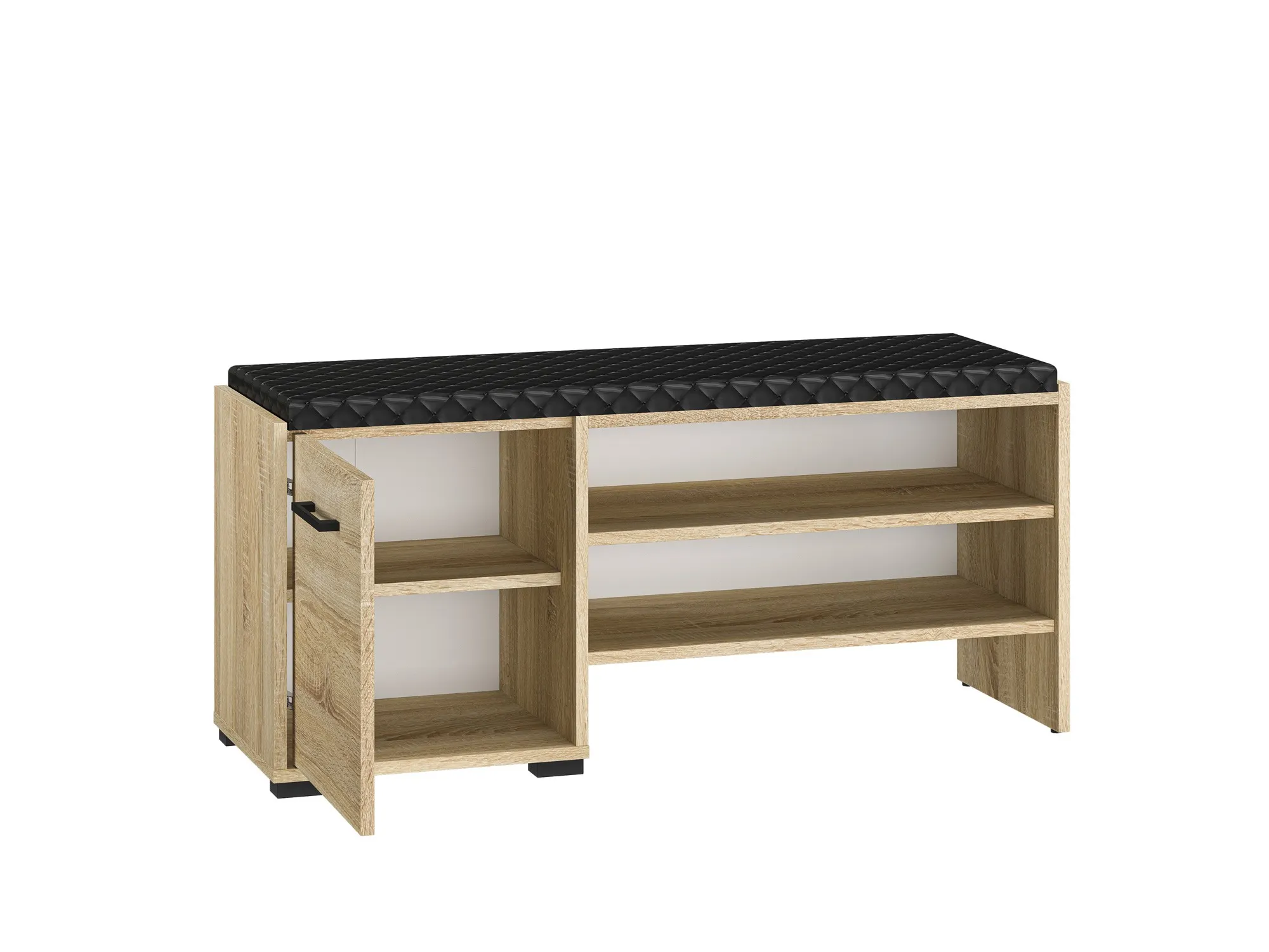 Szafka na buty 1-drzwiowa z tapicerowanym siedziskiem CARO 07 Sonoma jasna 48x105x34 - 1CARO07-001