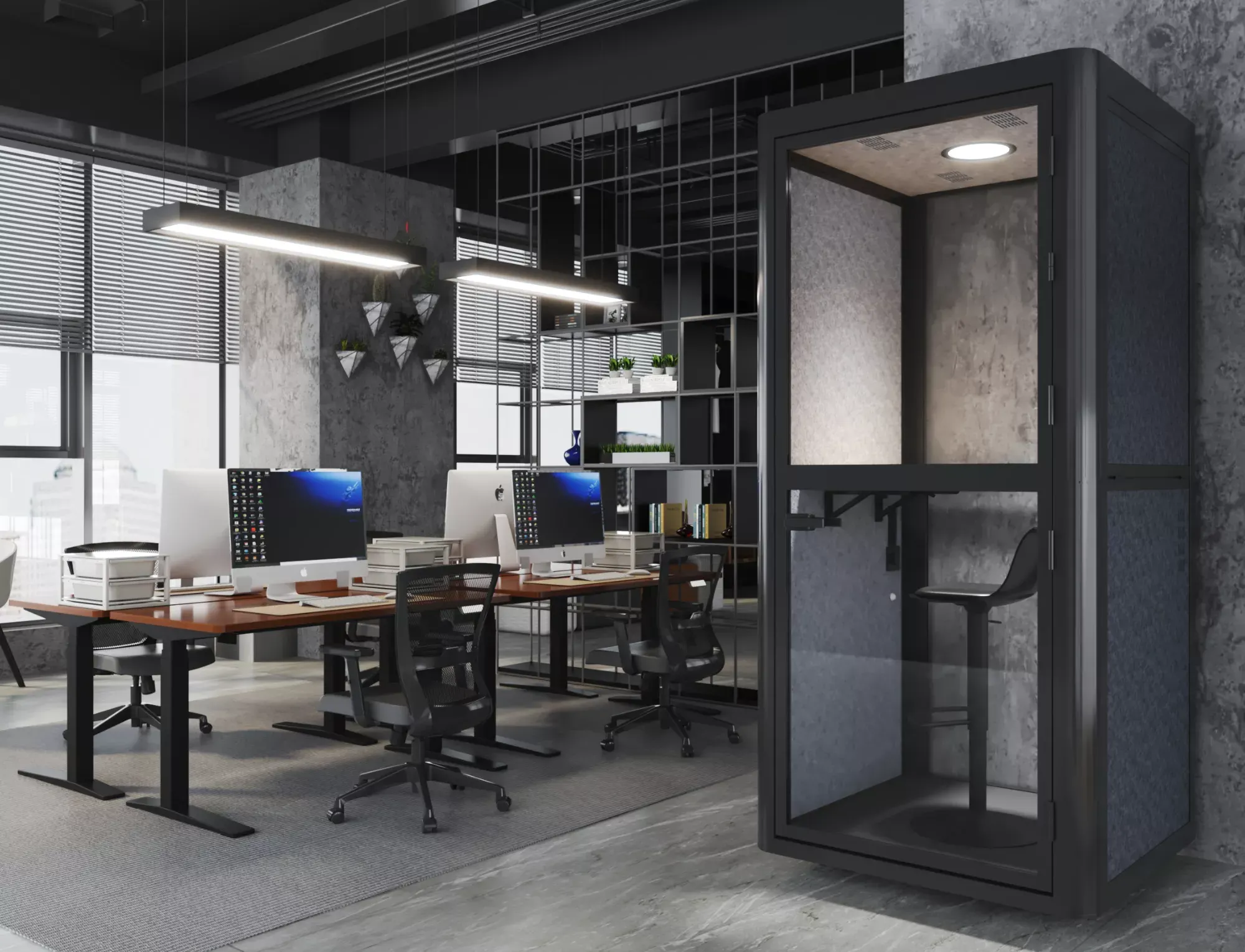 Kabina Budka akustyczna wygłuszająca POD - ciemnoszary, czarny - POD