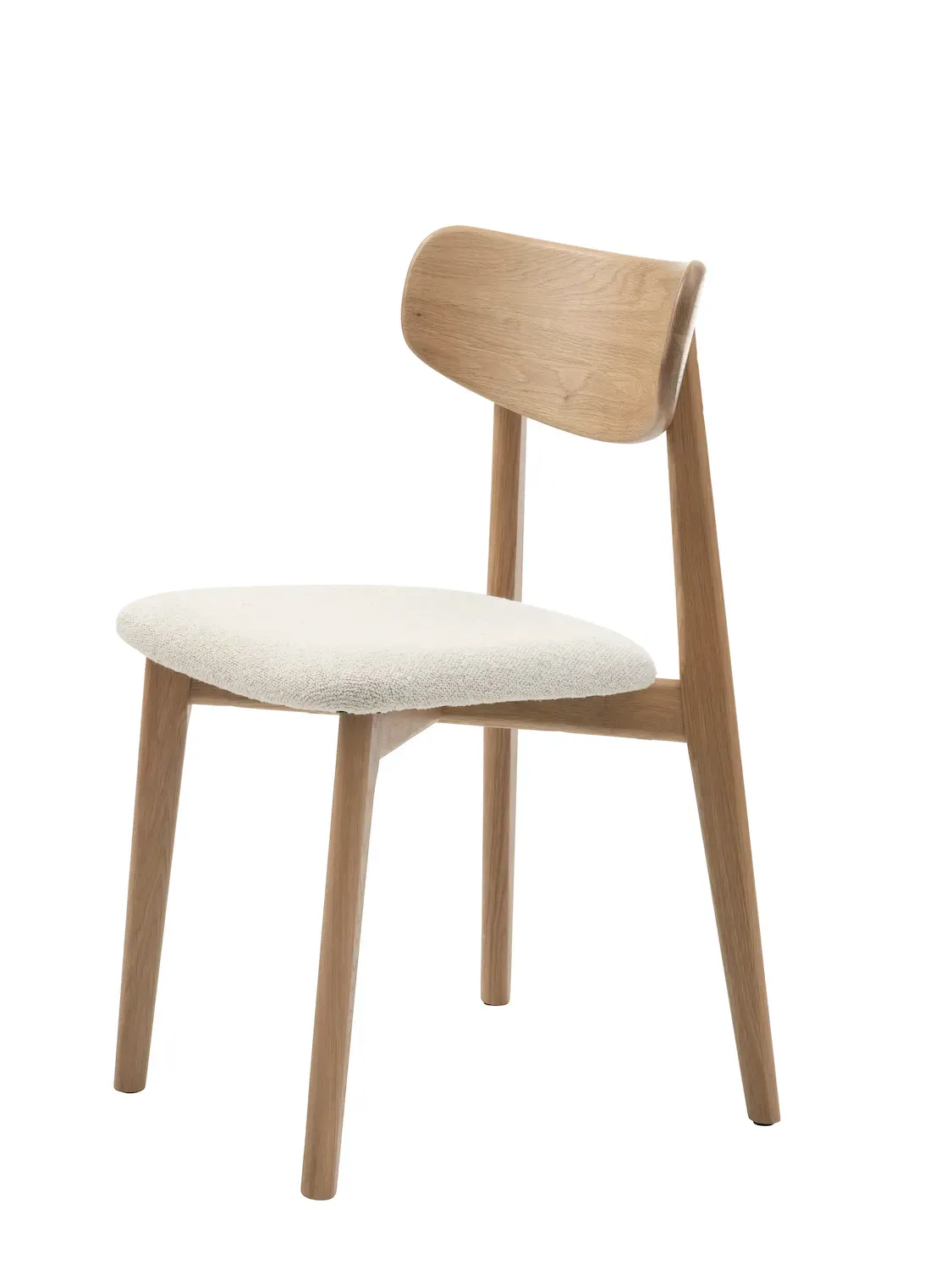 Krzesło drewniane ELIM z tapicerowanym siedziskiem - złamana biel, naturalny - UN_49530002