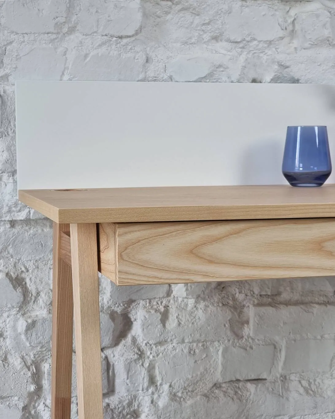 Biurko z szufladami LUKA 110x50 biały panel/naturalny jesion - NRGB_WDLUK2_WOOD_ASH