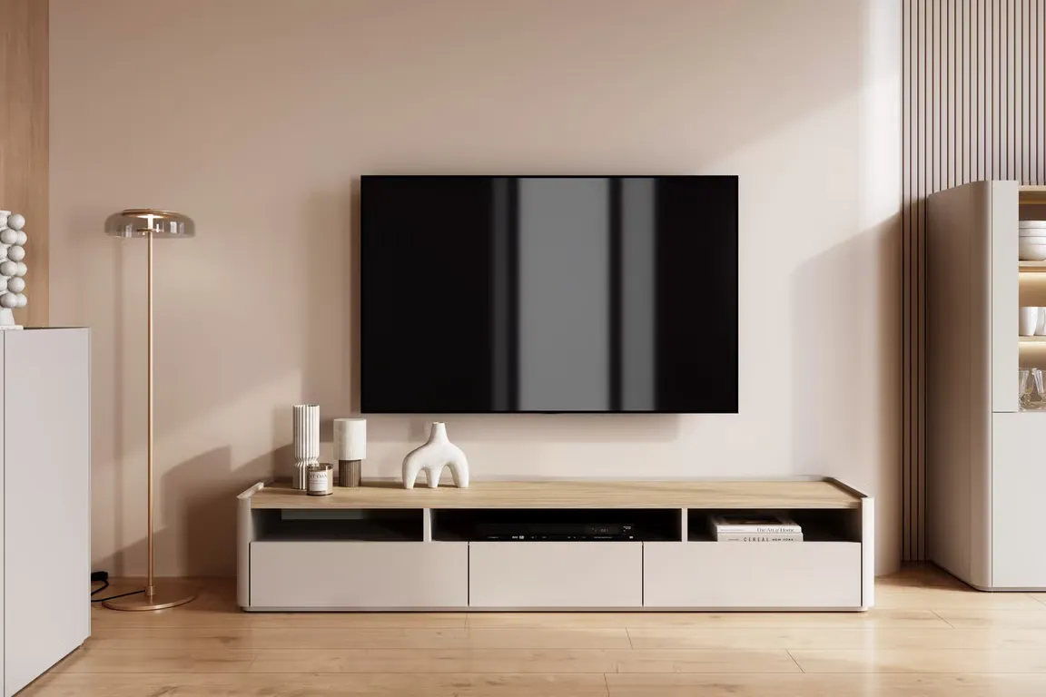 Szafka RTV z 1 klapą i 2 szufladami ELIVO RTV 200cm cashmere dąb olejowany — zdjęcie 6