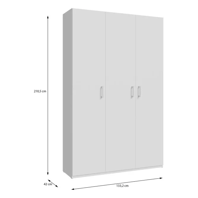 Szafa 3-drzwiowa HOME NOOK 2 drążki i półki 130cm biała - HMNS931-120