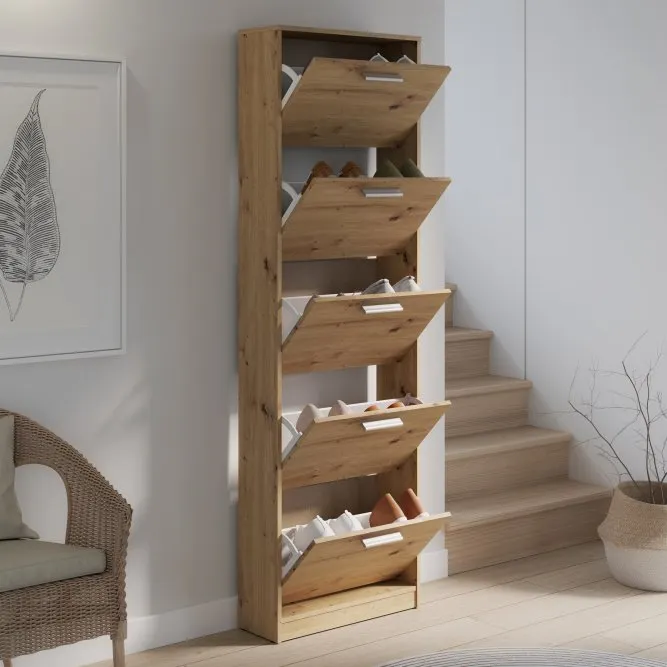 Szafka na buty NET106 z 5 półkami 58 cm Dąb Artisan - MSA712-D78