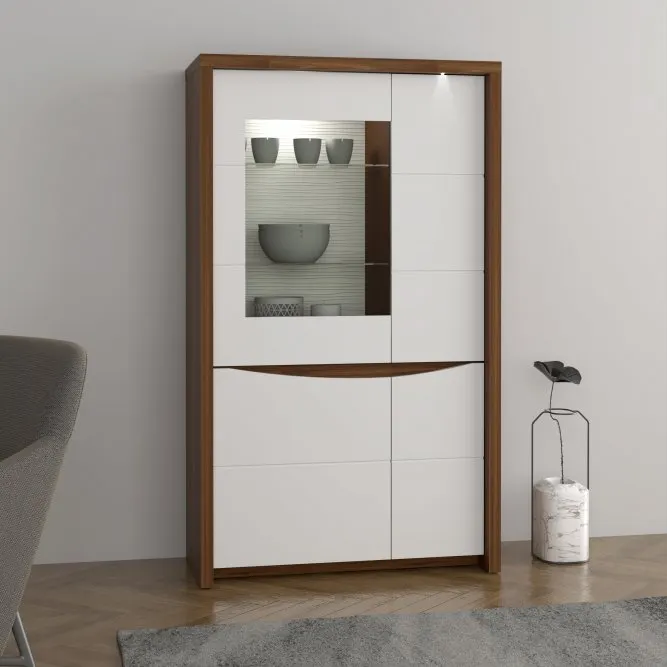 Witryna szklana SAINT TROPEZ 160x93 biała dąb sangallo - STZV621RB-J43