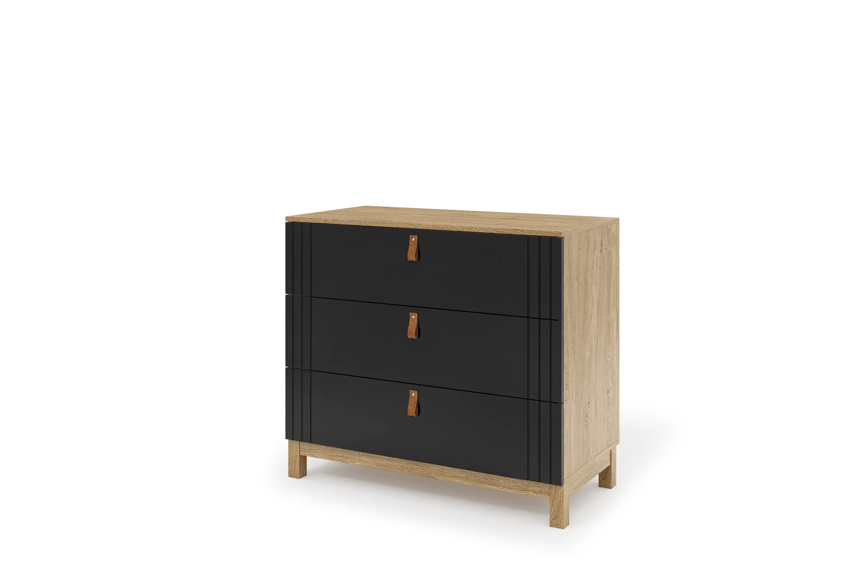 Komoda z szufladami MODERN 100x88 czarna/dąb kamienny Meble, Szuflada, Szafka, Komoda