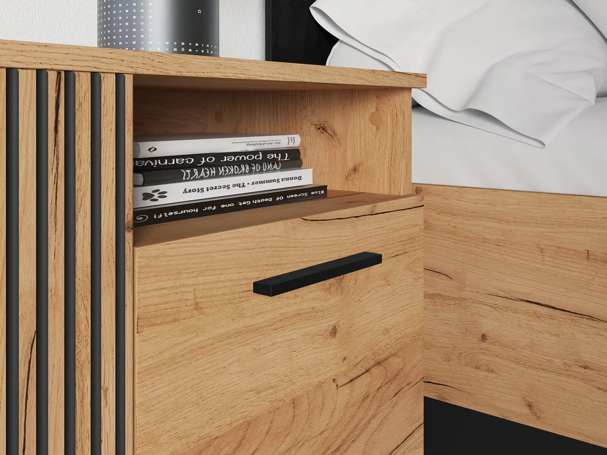 Szafka nocna 1-drzwiowa URSO 09 craft złoty-czarny - 1URSO09-001