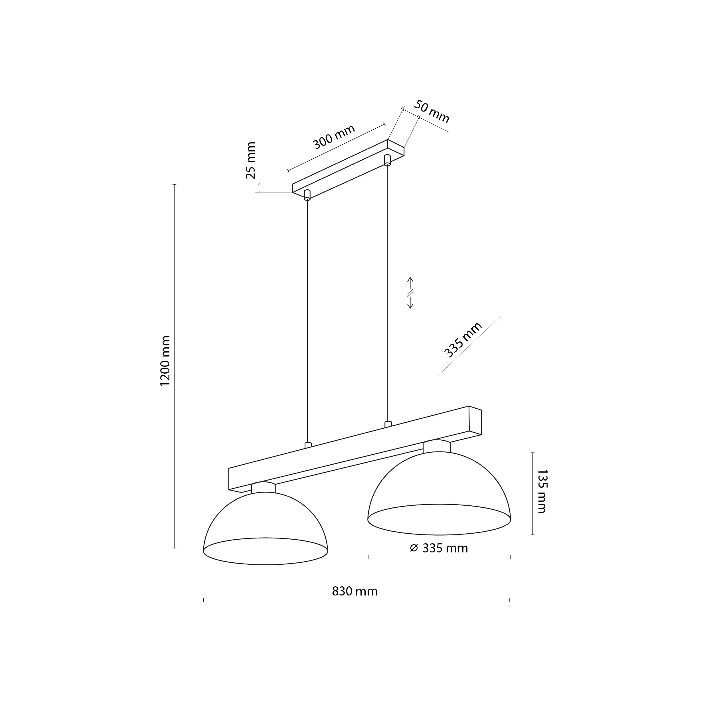 Lampa wisząca OSLO brązowa na listwie drewnianej 120x83x33cm - TK_4507