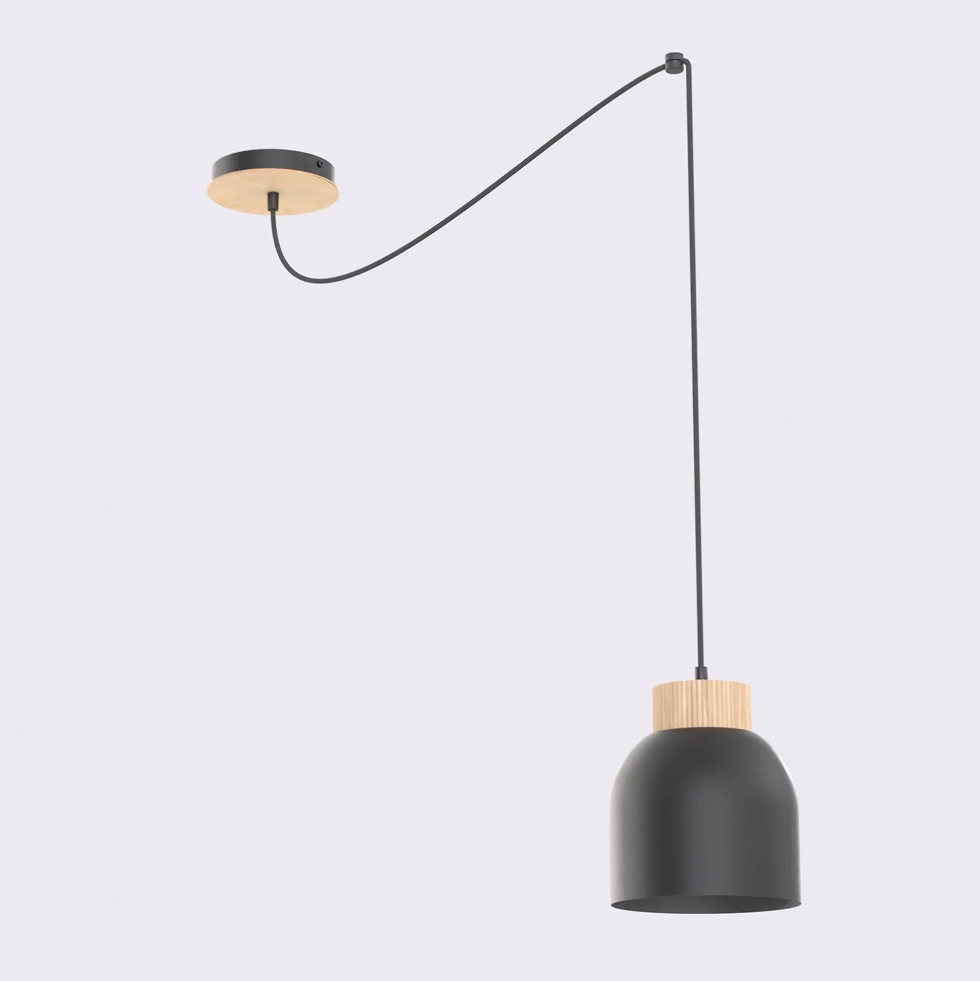 lampa wisząca, czarna lampa, metalowy wspornik, wisząca żarówka, drewniana Nakładka