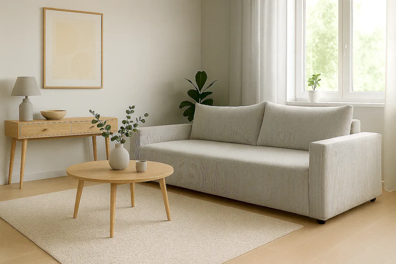 Sofa rozkładana z pojemnikiem MAX tkanina Zoom 1 kremowa - RUZOOM1